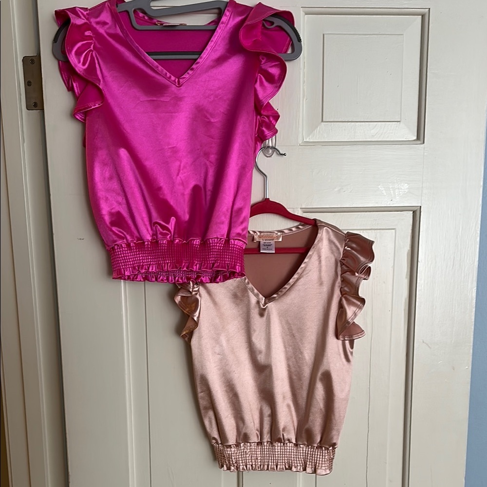 Tweenstyle by stoopher Pink Satin Tops
